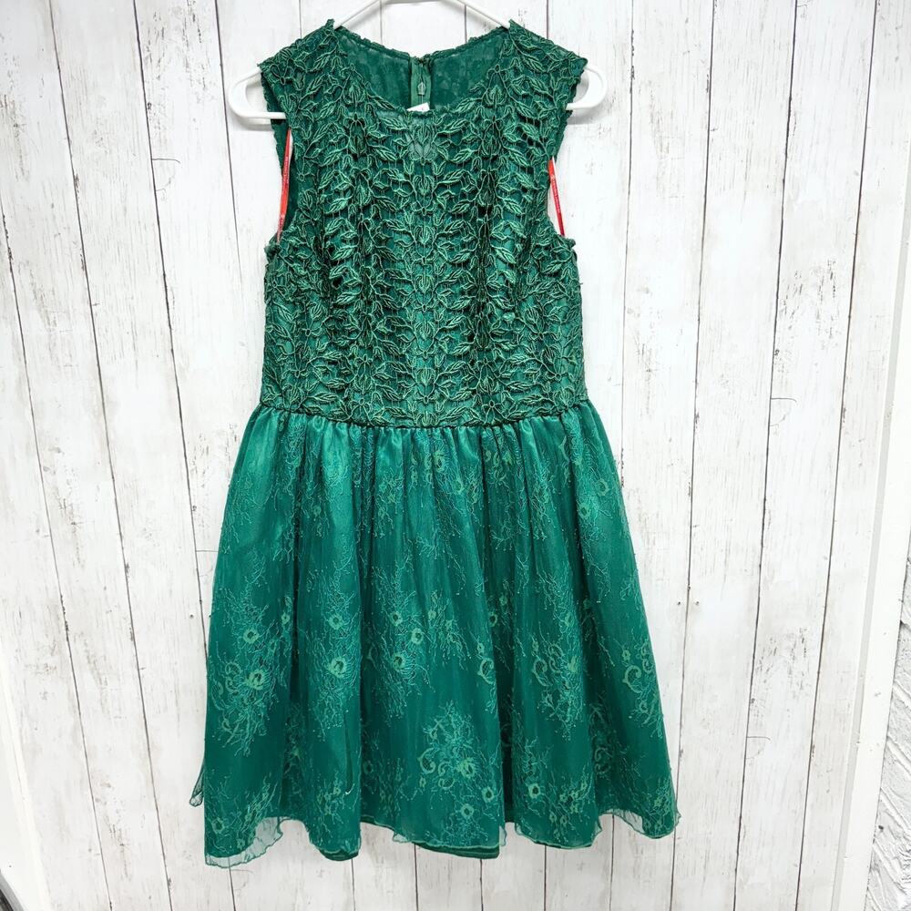 ML Monique Lhuillier‎ Womens Dress Size 10 Ivy Green Mini Sleeveless Lace Bodice